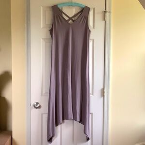 AnyBody Regular Cozy Knit Sharkbite Hem Dress Taupe SZ L